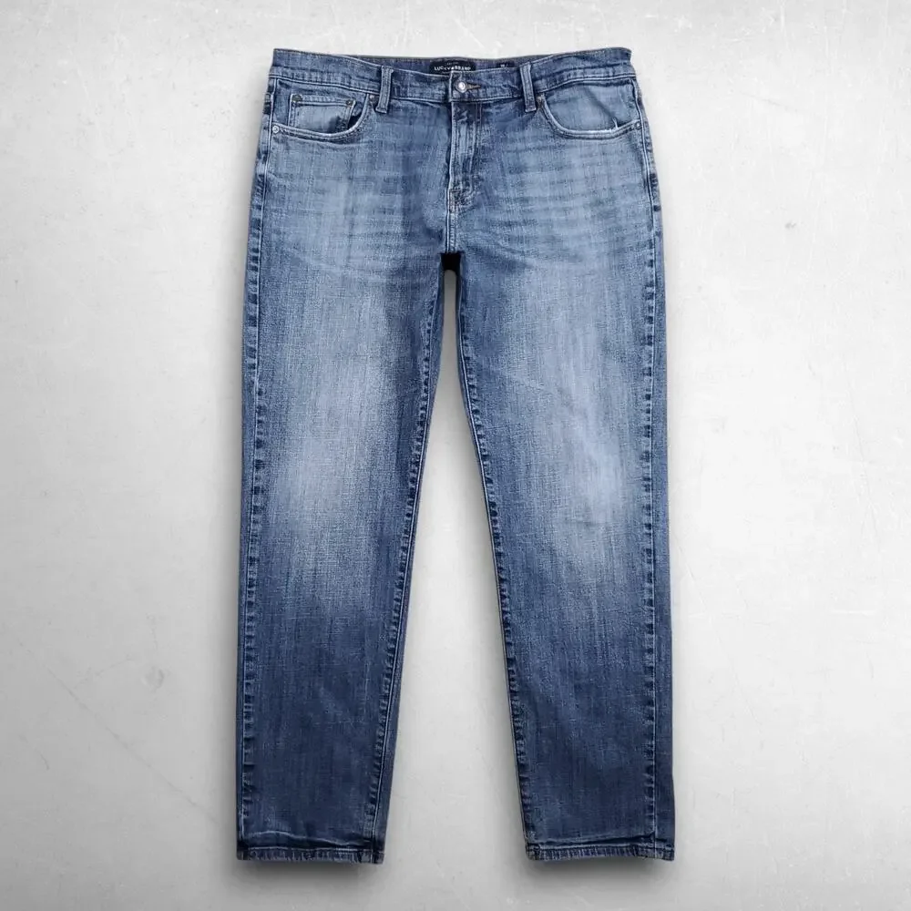Lucky Brand 221 Straight Jeans Men 38 Blue Stretch Y2K Denim Classic Casual